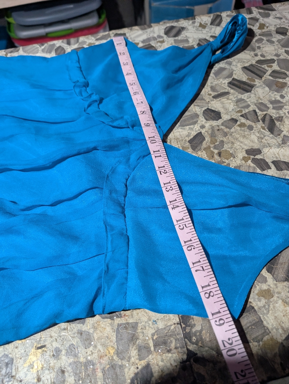 Vintage Y2K Turquoise Blue 100% Silk Bubble Hem Empire Babydoll Dress Size 12 - Picture 10 of 11